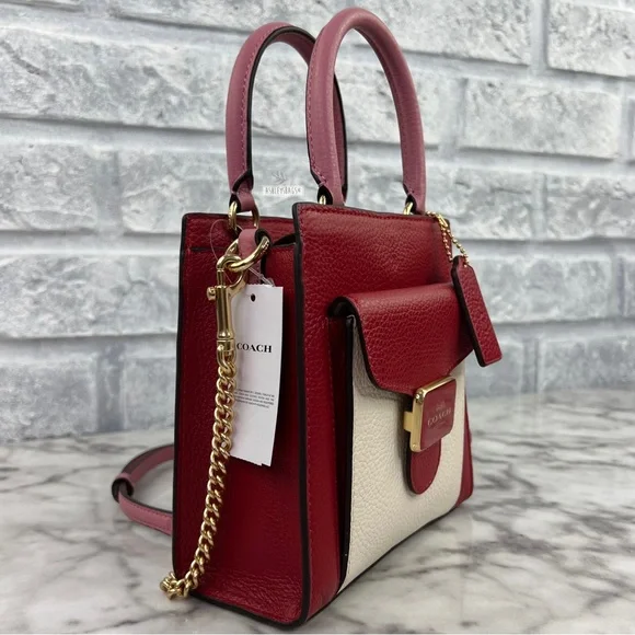 Coach Mini Pepper Crossbody Handbag In Colorblock Red Multi - Picture 3 of 11